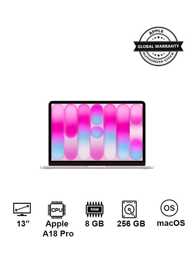 MacBook Neo | 13-Inch Display | A18 Pro, 6-core CPU, 5-core GPU, 16-core Neural Engine Processor | 8GB RAM | 256GB SSD| English Keyboard | International Version | Blush